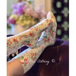 socks Floral in Iris Roses Magnolia Pearl - 1
