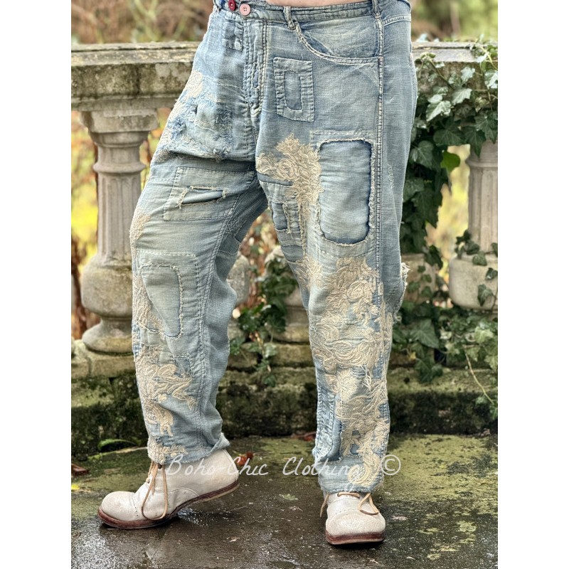 Rhinestone Pearl Decor Lace Stitching Denim Pants | Fashion, Pants for  women, Denim pants