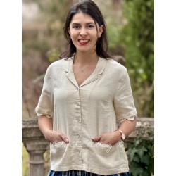 blouse 44954 IRIS Bone white linen Ewa i Walla - 1