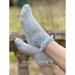 socks 77594 ETHEL Ice blue knitted cotton