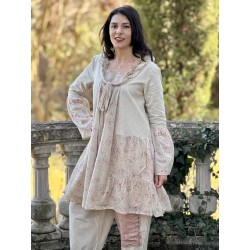 tunic CASSIS Pink beige liberty cotton and striped linen