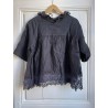 blouse 44782 Vintage black organdie Size XL Ewa i Walla - 2