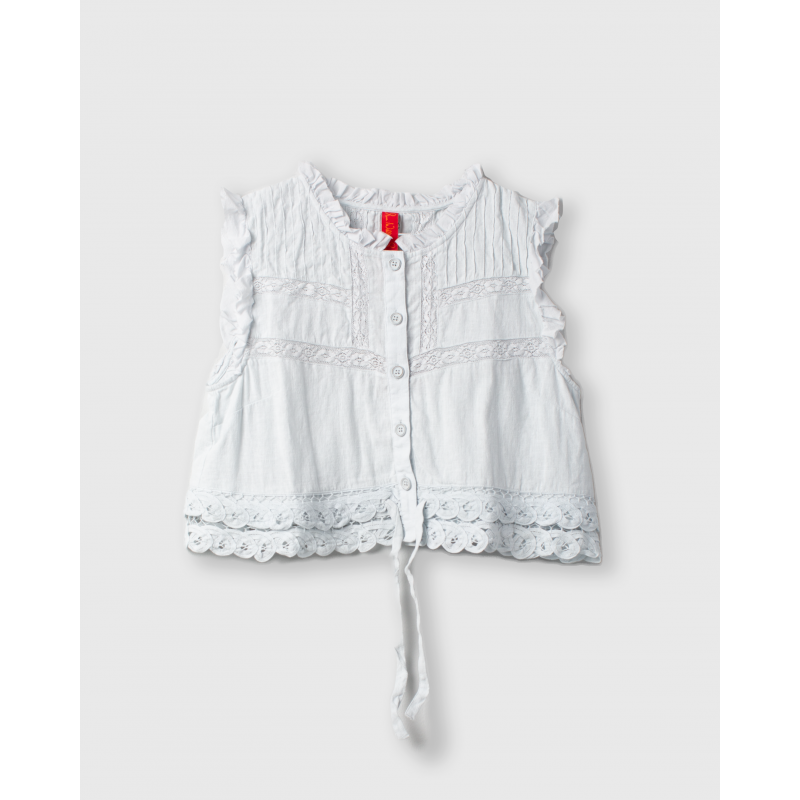 top 33367 SIGRID Ice blue linen - Boho-Chic Clothing