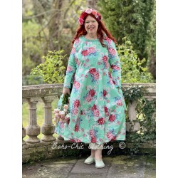 dress 55848 EIVOR Turquoise flower cotton Ewa i Walla - 1