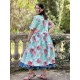 dress 55859 ALISON Turquoise flower cotton Ewa i Walla - 4