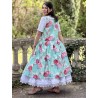 dress 55849 BARBRO Turquoise flower cotton Ewa i Walla - 7