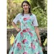 dress 55849 BARBRO Turquoise flower cotton Ewa i Walla - 3