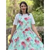 dress 55849 BARBRO Turquoise flower cotton Ewa i Walla - 4