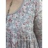dress SOLINE blue gray cotton voile with flower print and small red dots Size XL Les Ours - 24