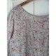 dress SOLINE blue gray cotton voile with flower print and small red dots Size XL Les Ours - 4