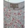 dress SOLINE blue gray cotton voile with flower print and small red dots Size XL Les Ours - 6