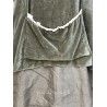 tunic CALYPSO olive velvet and chocolate organza Size M Les Ours - 7