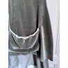 tunic CALYPSO olive velvet and chocolate organza Size M Les Ours - 5