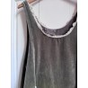 tunic CALYPSO olive velvet and chocolate organza Size M Les Ours - 6