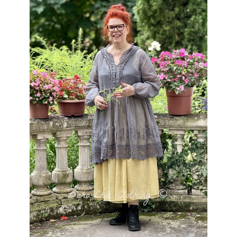 tunic 44946 VANESSA Dim grey organdie - Boho-Chic Clothing