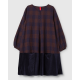 robe 55887 ANTONIA coton laineux à Carreaux Rouges et Bleus et velours Bleu nuit Ewa i Walla - 10