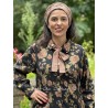 veste longue ARACHIDE coton Noir à fleurs Taille XXL Les Ours - 7