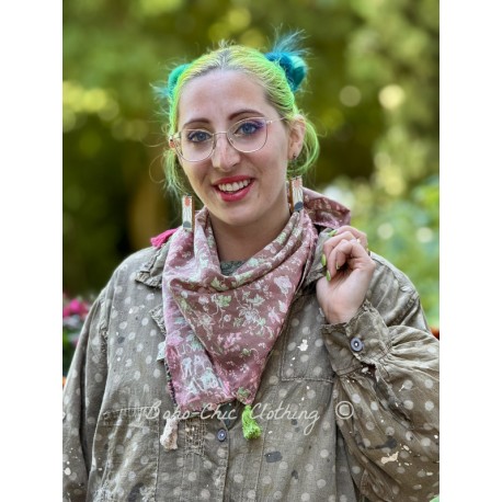 scarf Handkerchief in Chocolate Poppy Magnolia Pearl - 1