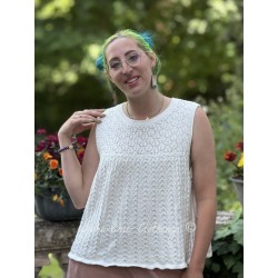 top FANCY crochet coton Écru
