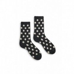 socks classic dot in charcoal wool and cashmere lisa b. - 1