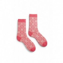 chaussettes snowflake en laine et cachemire rose azalea lisa b. - 1