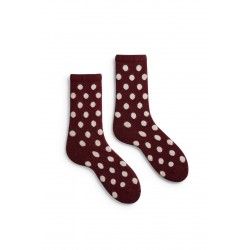 socks classic dot in burgundy wool and cashmere lisa b. - 1