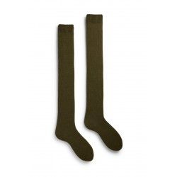 socks solid over-the-knee in olive wool and cashmere lisa b. - 1