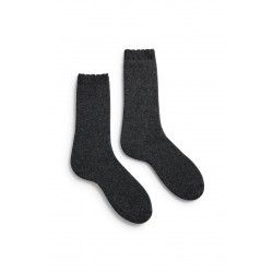 socks scallop edge in charcoal wool and cashmere