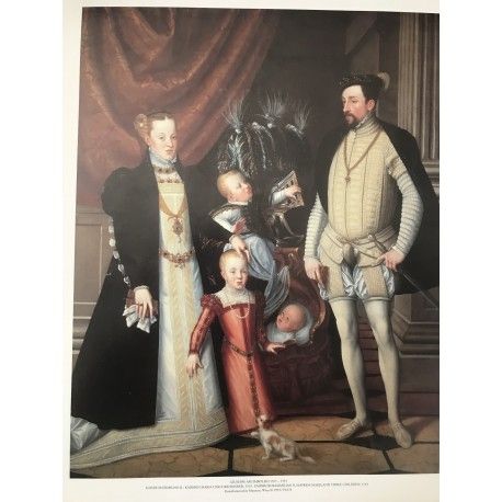 Poster sur carton impératrice Maria  et ses trois enfants  - 1
