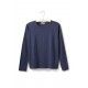 T-shirt manches longues col rond coupe ample en jersey de coton bleu foncé lisa b. - 2