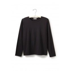 T-shirt long sleeve round neck boxy fit in black cotton lisa b. - 1