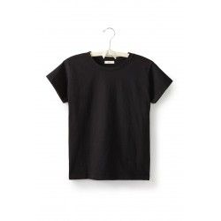 T-shirt short sleeve round neck in black cotton