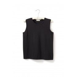 T-shirt without sleeves in black cotton