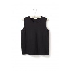 T-shirt without sleeves in black cotton lisa b. - 1