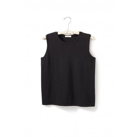 T-shirt without sleeves in black cotton lisa b. - 1