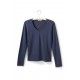 T-shirt long sleeve V-neck in navy cotton lisa b. - 2