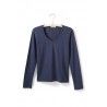 T-shirt manches longues col V en jersey de coton bleu foncé lisa b. - 2