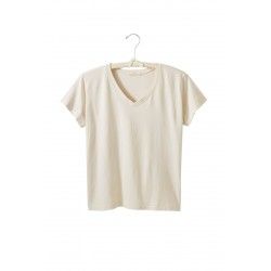 T-shirt short sleeve V-neck in natural cotton lisa b. - 1