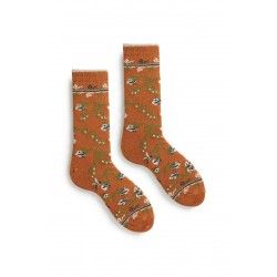 socks floral in toffee wool and cashmere lisa b. - 1