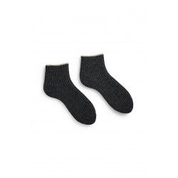 socks tipped rib shortie in charcoal wool and cashmere lisa b. - 1