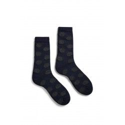 socks giant dot in navy wool and cashmere lisa b. - 1