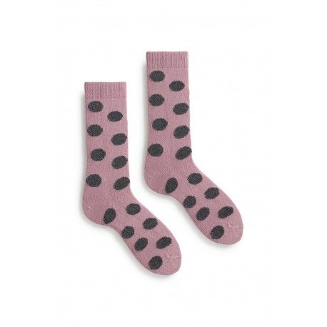 socks giant dot in mauve wool and cashmere lisa b. - 1
