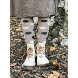 chaussettes multi color dot knee high en laine et cachemire beige