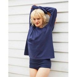 T-shirt long sleeve round neck boxy fit in navy cotton lisa b. - 1