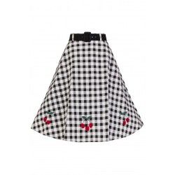 skirt Cherry Black and White Gingham Collectif - 1