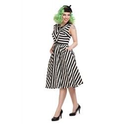 dress Joanie Black and White Striped Collectif - 1
