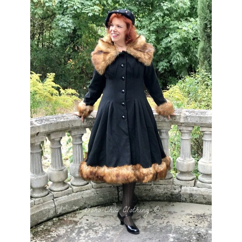 manteau laine fourrure