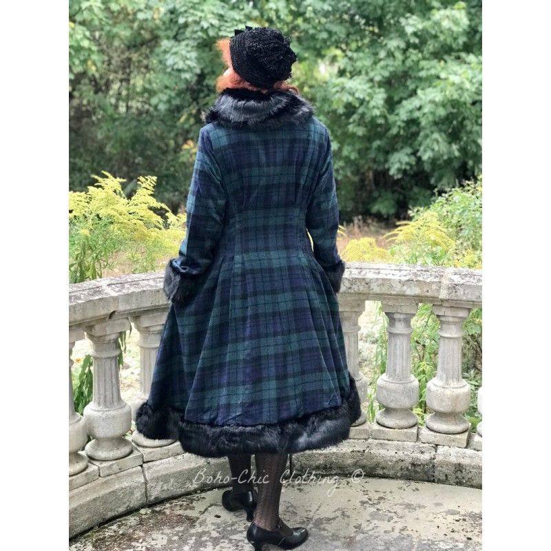 Collectif 30s 40s 50s Pearl Blackwatch Check Swing Coat