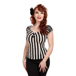 top Dolores Black and White striped Collectif - 1