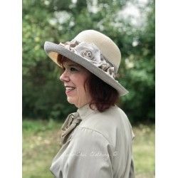 hat EULALIA in cream and grey hemp